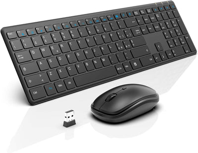 Set Tastiera e Mouse Senza Fili, 2.4G Full-Size Mouse e Tastiera
