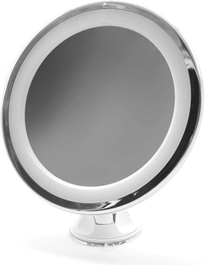 Specchio cosmetico con illuminazione LED, ingrandimento 10x, base stabile