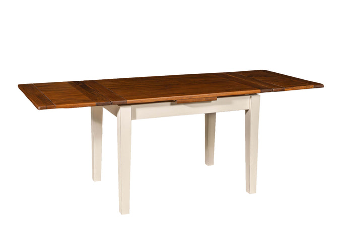 Biscottini Tavolo Country allungabile in legno massello di tiglio struttura bianca anticata piano noce Made in Italy