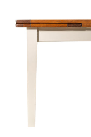 Biscottini Tavolo Country allungabile in legno massello di tiglio struttura bianca anticata piano noce Made in Italy