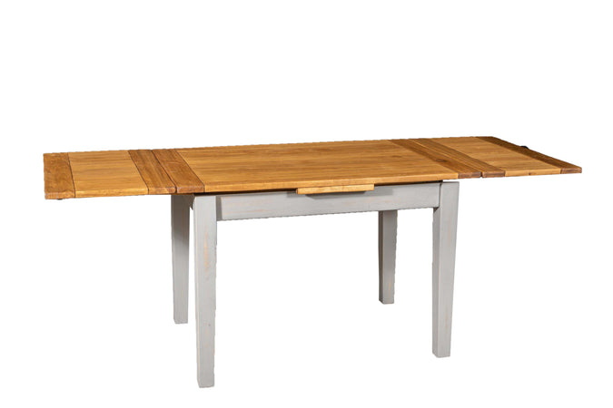 Biscottini Tavolo Country allungabile in legno massello di tiglio struttura grigio anticato piano naturale Made in Italy
