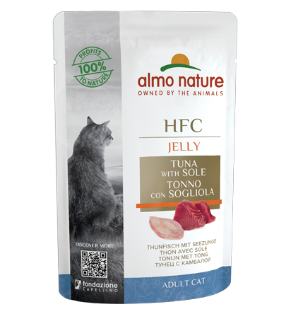 Almo Nature Bustina HFC Jelly gusto Tonno e Sogliola per Gatti Adulti 55gr
