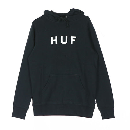 HUF Felpa Cappuccio Uomo Essentials Og Logo Black da uomo