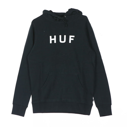 HUF Felpa Cappuccio Uomo Essentials Og Logo Black da uomo
