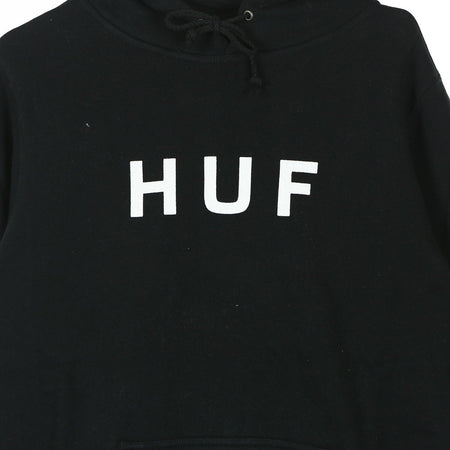 HUF Felpa Cappuccio Uomo Essentials Og Logo Black da uomo
