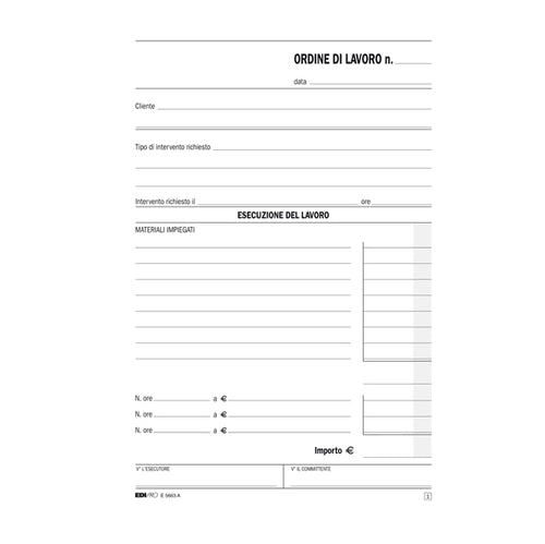 Blocco Ordine Di Lavoro (Interv. A Domicilio 50X2Ric 23X15Cm E5663A