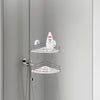 Mensola Angolare Bagno 2Piani Acciaio Cromato Montaggio Fisher o Ventosa 20x20 H26.5cm