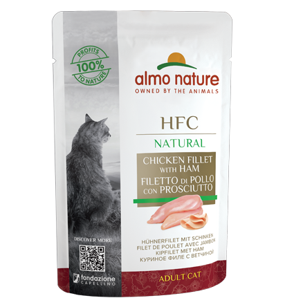 Almo Nature Bustina HFC Natural gusto Pollo e Prosciutto per Gatti Adulti 55gr