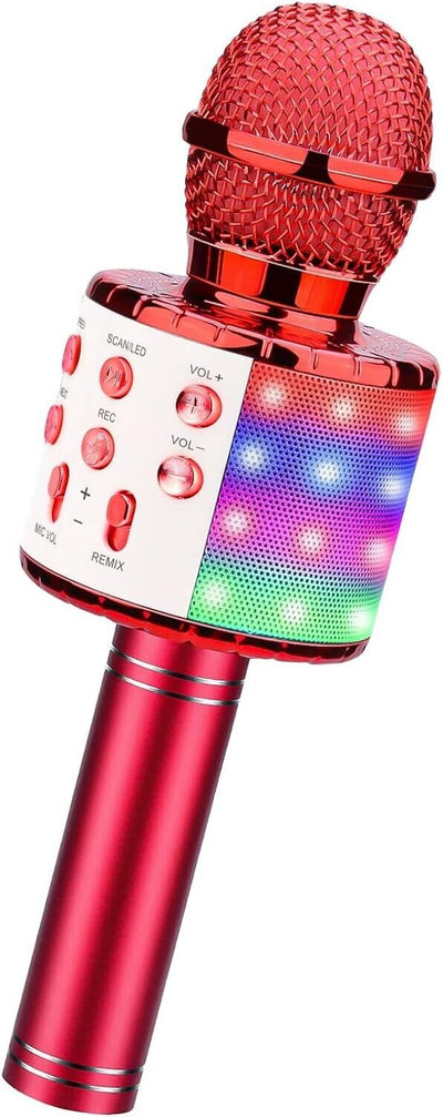 Microfono Karaoke Bluetooth, Microfono bambini, Microfoni Wireless LED Flash