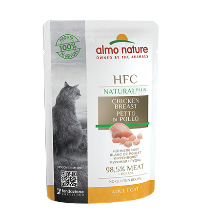 Almo Nature Bustina HFC Natural Plus gusto petto di Pollo per Gatti Adulti 55gr