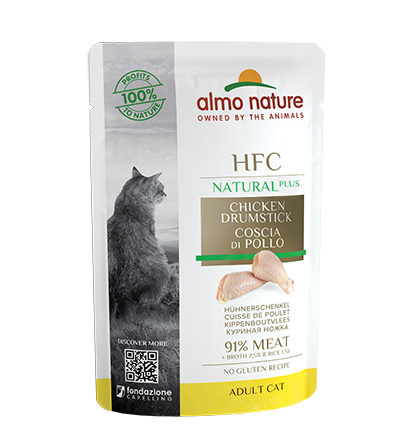 Almo Nature Bustina HFC Natural Plus gusto coscia di Pollo per Gatti Adulti 55gr