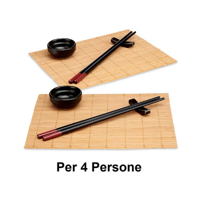 Set Completo Sushi per 4 Persone In Ceramica e Bambù 16 Pezzi