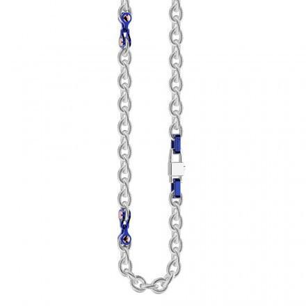 Zancan Catena in acciaio inserti color oro rosa e blu.