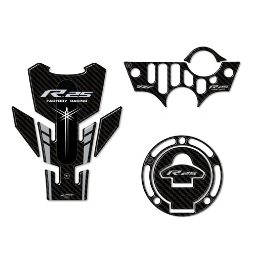 Kit 3 Adesivi in gel 3D Protezioni per Moto compatibili Yamaha YZF R25 2019-23