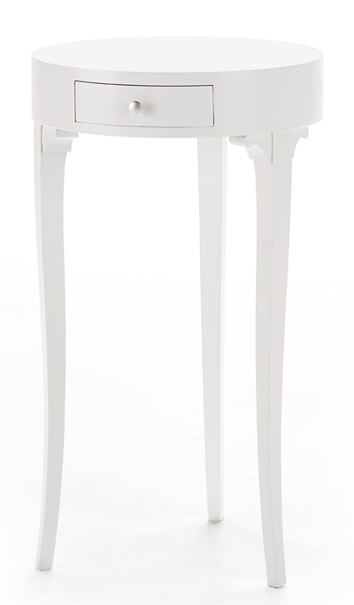 MOBILI 2G - Tavolino rotondo classico bianco legno opaco 41x41x71