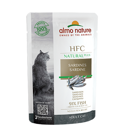 Almo Nature Bustina HFC Natural Plus gusto Sardine per Gatti Adulti 55gr