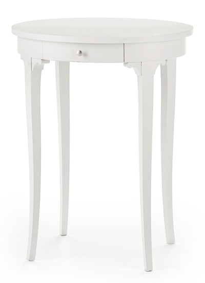 MOBILI 2G - Tavolino ovale bianco fumo classico laccato bianco 57x47x71