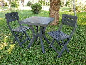SET DUETTO RESINA TAVOLO + 2 SEDIE BIANCO O TORTORA O ANTRACITE