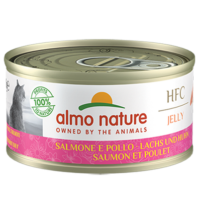 Almo Nature Scatoletta HFC Jelly gusto Salmone e Pollo per Gatti Adulti 70gr