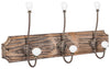 Biscottini Attaccapanni da parete in legno massiccio e ferro forgiato a mano finitura legno anticato 50x10x21 cm