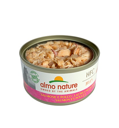 Almo Nature Scatoletta HFC Jelly gusto Salmone e Pollo per Gatti Adulti 70gr