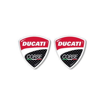 2 ADESIVI in RESINA 3D Stemmi-Loghi DUCATI Corse per MOTO-SCOOTER-CASCO 30 mm