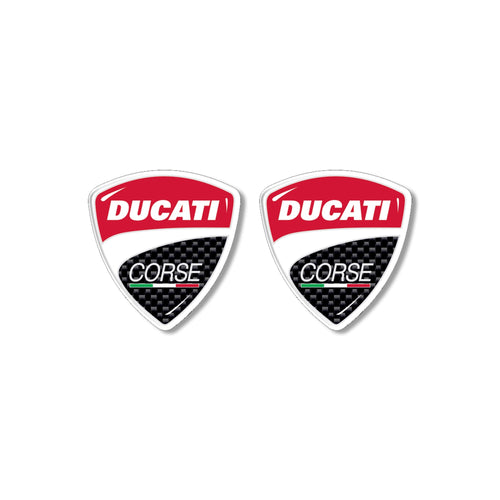 2 ADESIVI in RESINA 3D Stemmi-Loghi DUCATI Corse per MOTO-SCOOTER-CASCO 30 mm