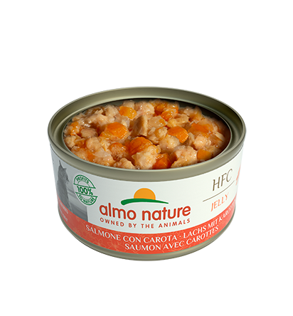 Almo Nature Scatoletta HFC Jelly gusto Salmone e Carota per Gatti Adulti 70gr