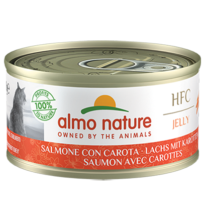 Almo Nature Scatoletta HFC Jelly gusto Salmone e Carota per Gatti Adulti 70gr