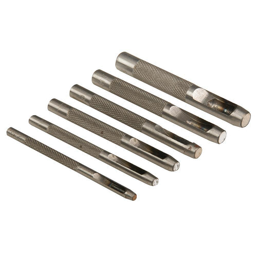 Set Punzoni punteruoli acciaio cavi forare gomma pelle plastica 6pz Silverline Silverline