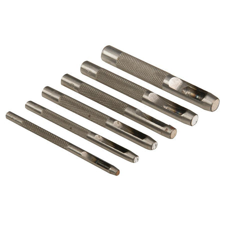 Set Punzoni punteruoli acciaio cavi forare gomma pelle plastica 6pz Silverline Silverline