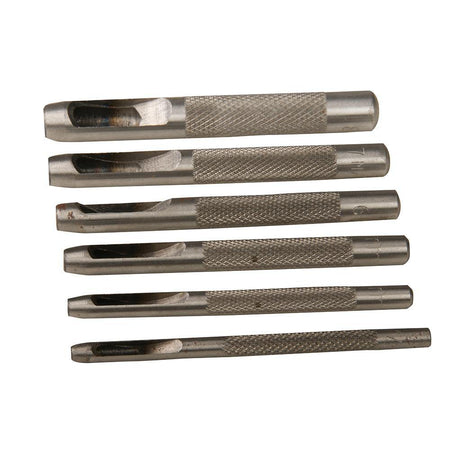 Set Punzoni punteruoli acciaio cavi forare gomma pelle plastica 6pz Silverline Silverline