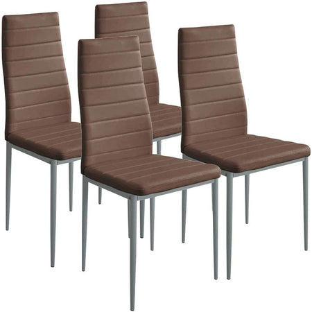 Sedia Moderna 4pz Metallo Verniciato Pelle Ecologica Sala Pranzo Cucina Morrone