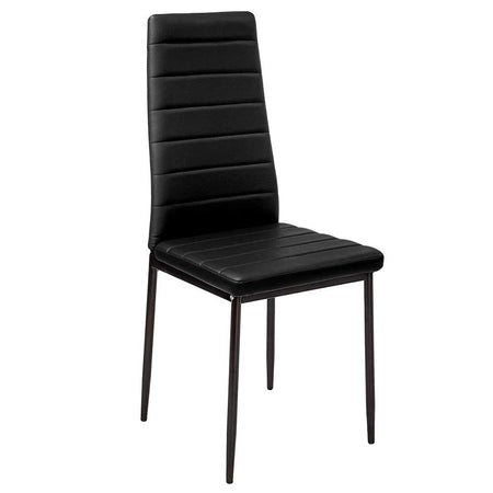 Sedia Moderna 4pz Metallo Verniciato Pelle Ecologica Sala Pranzo Cucina Nero