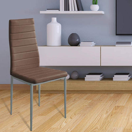 Sedia Moderna 4pz Metallo Verniciato Pelle Ecologica Sala Pranzo Cucina Morrone