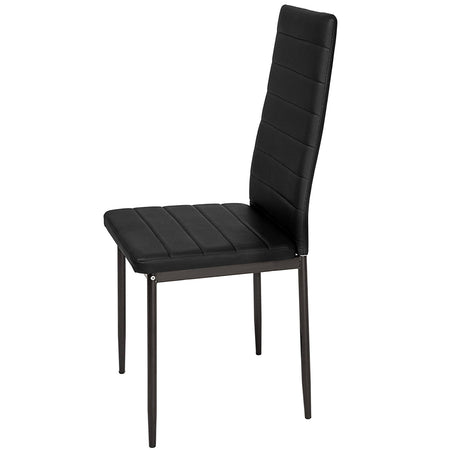 Sedia Moderna 4pz Metallo Verniciato Pelle Ecologica Sala Pranzo Cucina Nero