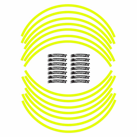 Kit strisce adesive compatibili per cerchi 17 moto Triumph giallo fluo