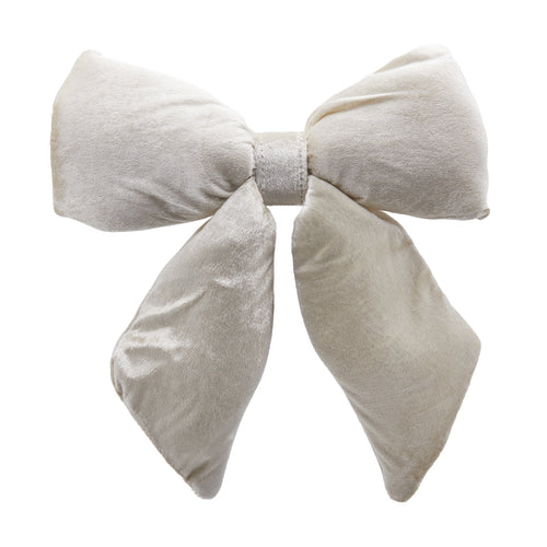 Fiocco in velluto imbottito decorazione natalizia per albero e ghirlanda dietro porta