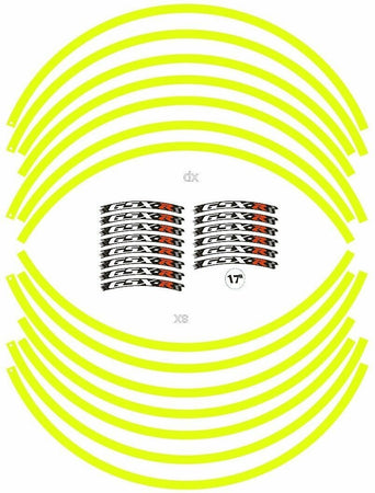 KIT STRISCE ADESIVE compatibili per CERCHI MOTO GSX-R SUZUKI GSXR - GIALLO FLUO