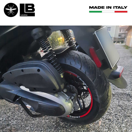 KIT STRISCE ADESIVE CERCHI compatibili per SCOOTER PIAGGIO BEVERLY Rosse-Bianche