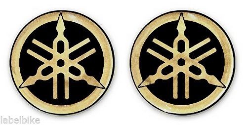 2 ADESIVI in RESINA 3D YAMAHA DIAPASON per MOTO e SCOOTER - 50 mm Nero - ORO