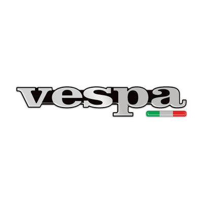ADESIVI-STICKERS 3D SCRITTA VESPA CROMATA Adesivo per PIAGGIO+BANDIERA ITALIANA