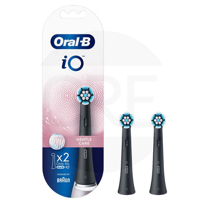2 Testine di Ricambio Gentle Care Nero per Oral-B iO 3753, 3758, 3769, 3776, 3794