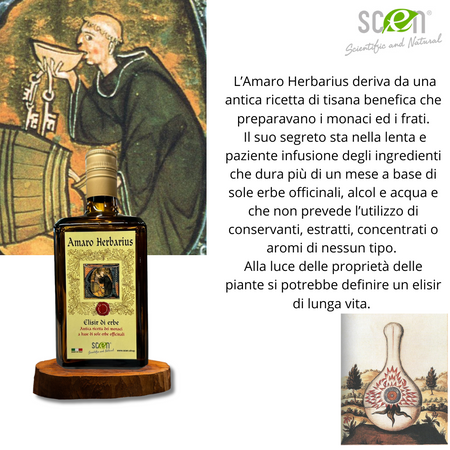 Amaro Herbarius - Elisir di Erbe - antica ricetta dei monaci a base di sole erbe officinali - 700 ml