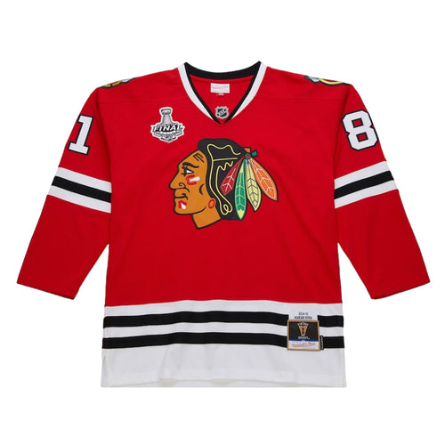 MITCHELL AND NESS Mitchell and Ness Chris Chelios Red Chicago Blackhawks 1991/92 Power Play Player Jersey da uomo