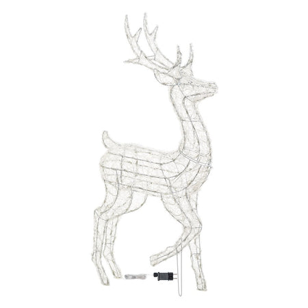 Renna luminosa con zampa alzata in acrilico luce a led bianco freddo h125 cm