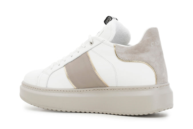 SNEAKERS IN PELLE CON BANDA LATERLAE