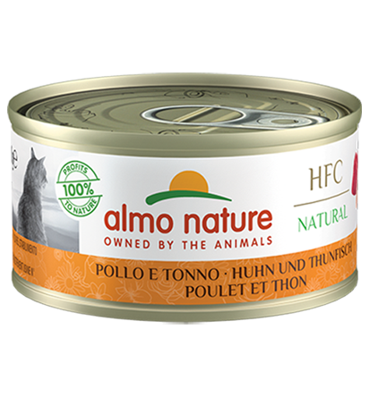 Almo Nature Scatoletta HFC Natural gusto Tonno e Pollo per Gatti Adulti 70gr