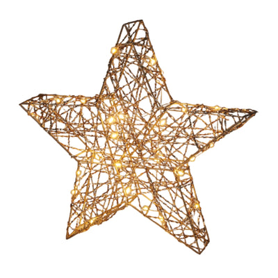 Stella decorativa color oro con luce Led calda per decorazioni natalizie