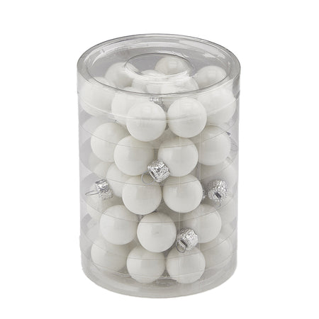 Palline per albero di natale in vetro color Bianco da Ø 2 cm set da 50 pezzi